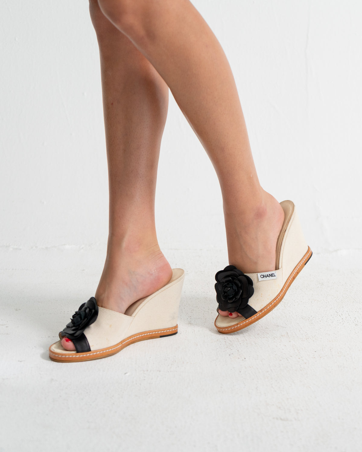 Chanel Camellia Accent Heels
