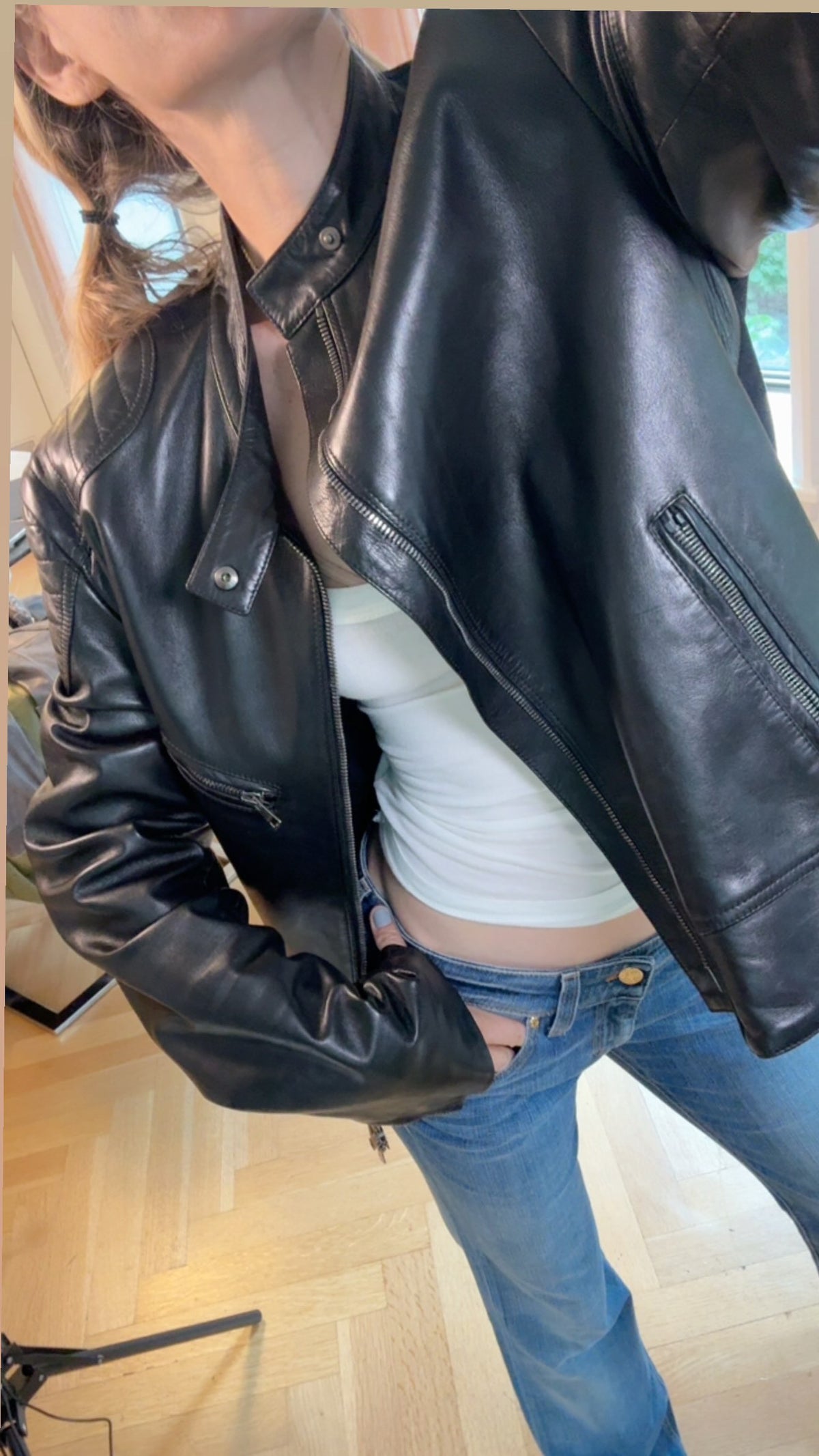 Gucci Sylvie Web Accent Wool Moto Jacket