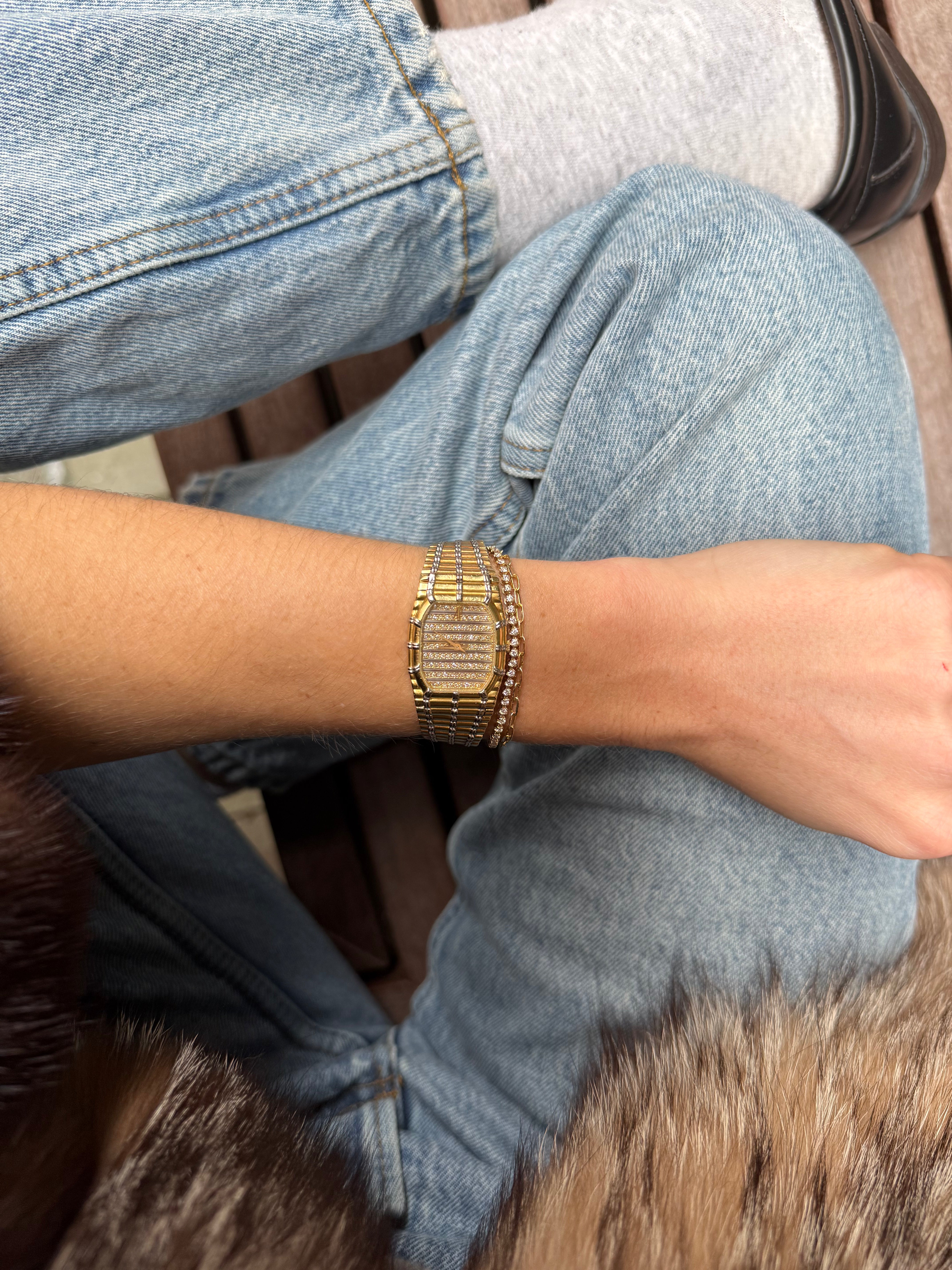 Audemars Piguet Bamboo Mini in yellow gold and pave diamonds 22mm