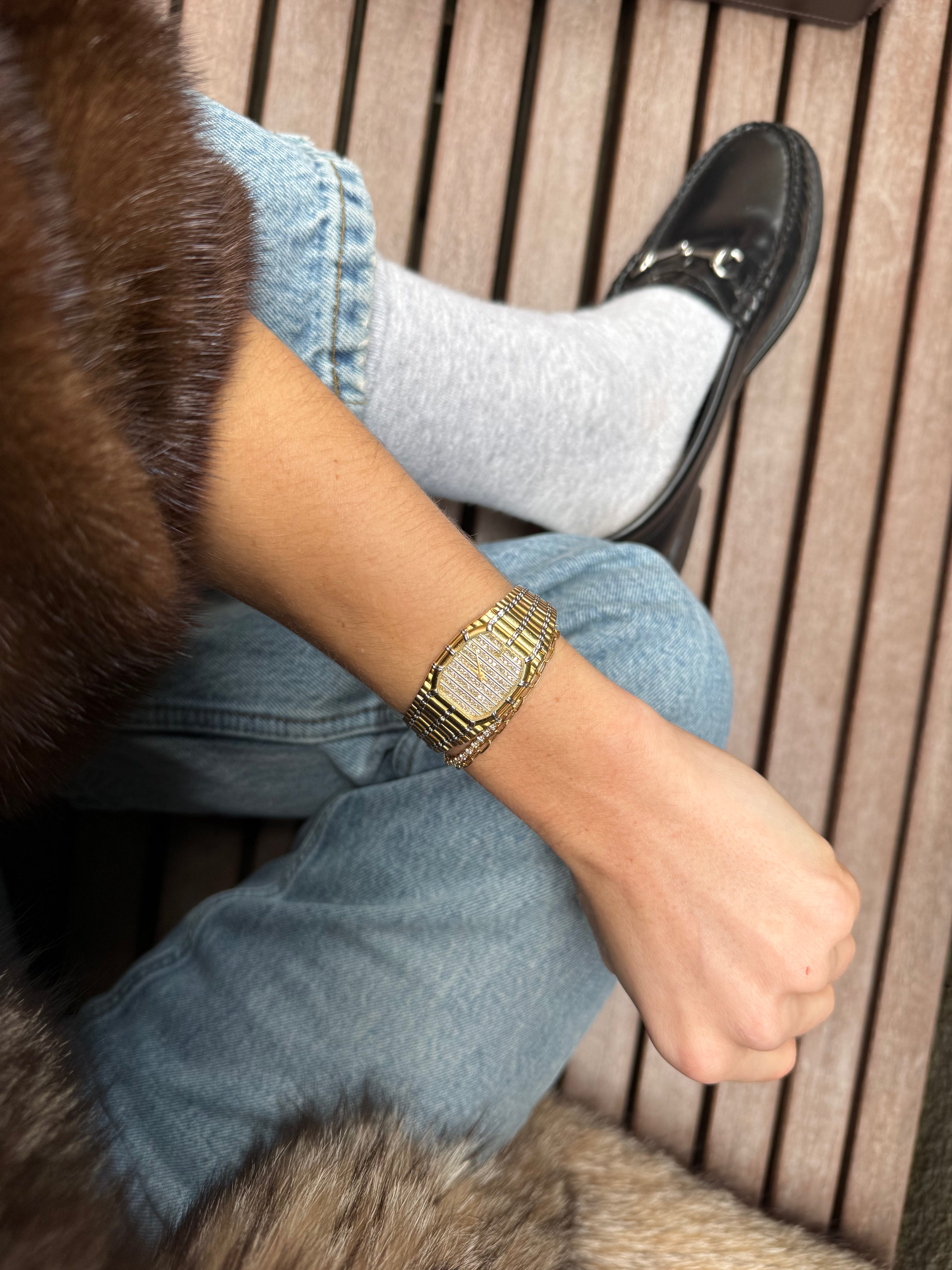 Audemars Piguet Bamboo Mini in yellow gold and pave diamonds 22mm